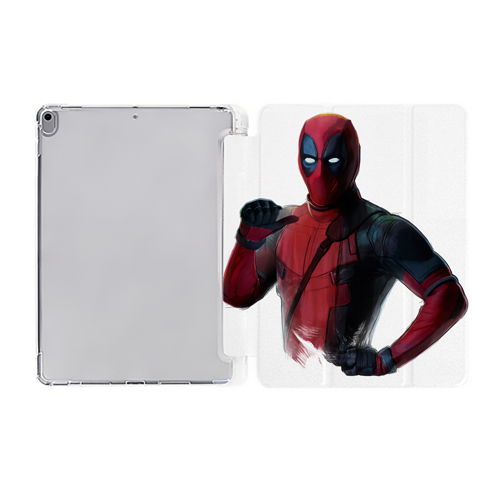 （画像用） Deadpool デッドプール IPad ケース ペン収納付き 三つ折りスタンド PUレザー×シリコン 対応機種9.5/10.5/10.9インチ
